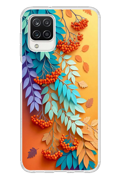 Le Balvo Samsung Galaxy A12 Uyumlu Pastoral Çicekler Baskılı Silikon Kılıf