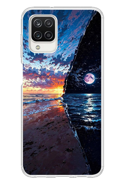 Le Balvo Samsung Galaxy A12 Uyumlu Deniz Günbatımı Baskılı Silikon Kılıf