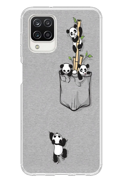 Le Balvo Samsung Galaxy A12 Uyumlu Cepli Panda Baskılı Silikon Kılıf