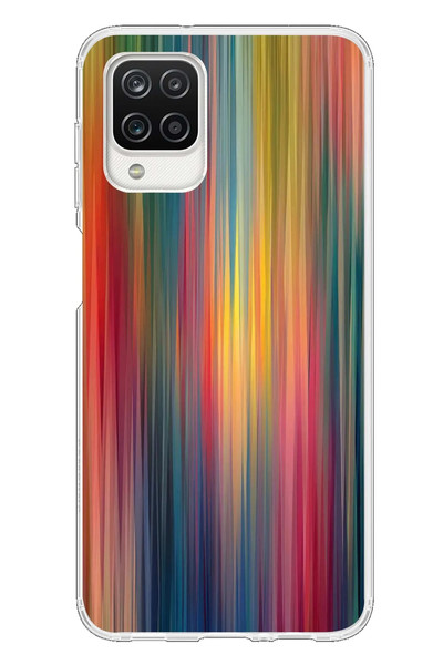 Le Balvo Samsung Galaxy A12 Uyumlu Gökkuşağı Karışımı Baskılı Silikon Kılıf