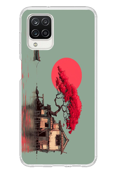 Le Balvo Samsung Galaxy A12 Uyumlu Sahil Evi Baskılı Silikon Kılıf