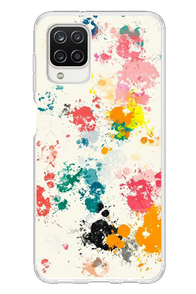 Le Balvo Samsung Galaxy A12 Uyumlu Renkli Boyalar Baskılı Silikon Kılıf