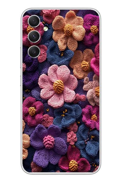 Le Balvo Samsung Galaxy A34 Uyumlu Çiçek Örgüsü Baskılı Silikon Kılıf
