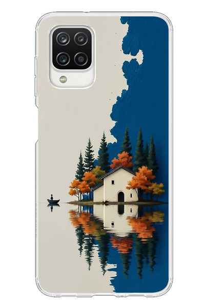 Le Balvo Samsung Galaxy A12 Uyumlu Sonbahar Evi Baskılı Silikon Kılıf