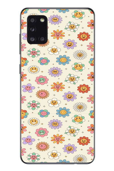 Le Balvo Samsung Galaxy A31 Uyumlu Gülen Çiçekler Baskılı Silikon Kılıf