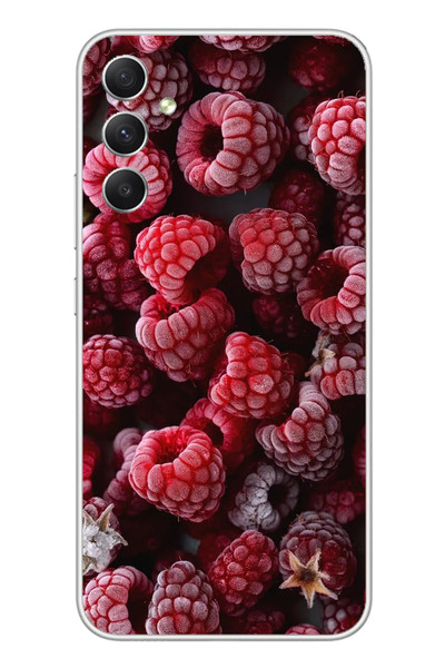 Le Balvo Samsung Galaxy A34 Uyumlu Ahududu Frambuaz Baskılı Silikon Kılıf
