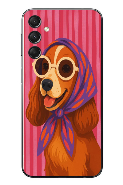 Le Balvo Samsung Galaxy A24 Uyumlu Gözlüklü Köpek Baskılı Silikon Kılıf