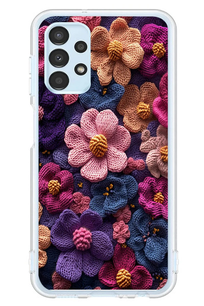 Le Balvo Samsung Galaxy A13 Uyumlu Çiçek Örgüsü Baskılı Silikon Kılıf