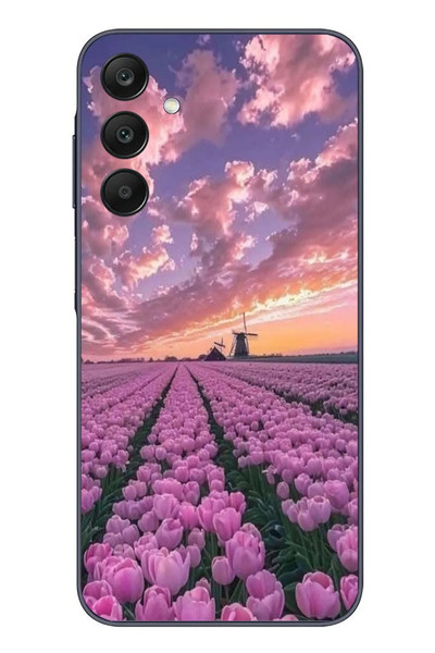Le Balvo Samsung Galaxy A25 Uyumlu Lale Bahçesi Baskılı Silikon Kılıf