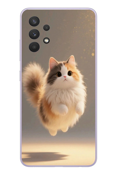 Le Balvo Samsung Galaxy A32 Uyumlu Zıplayan Kedi Baskılı Silikon Kılıf