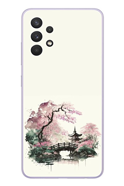 Le Balvo Samsung Galaxy A32 Uyumlu Japon Bahçesi Baskılı Silikon Kılıf