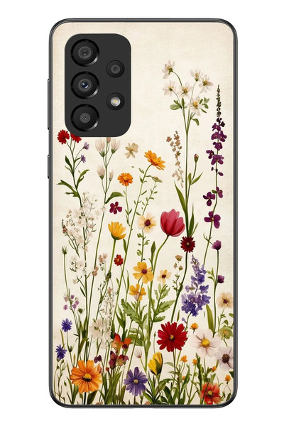 Le Balvo Samsung Galaxy A33 Uyumlu Zarif Çiçekler Baskılı Silikon Kılıf