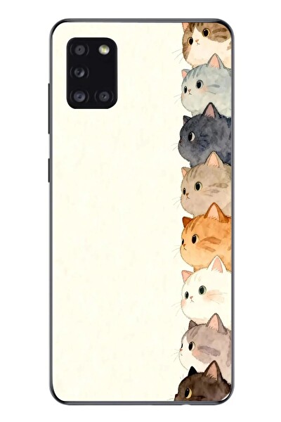 Le Balvo Samsung Galaxy A31 Uyumlu Sıralı Kediler Baskılı Silikon Kılıf