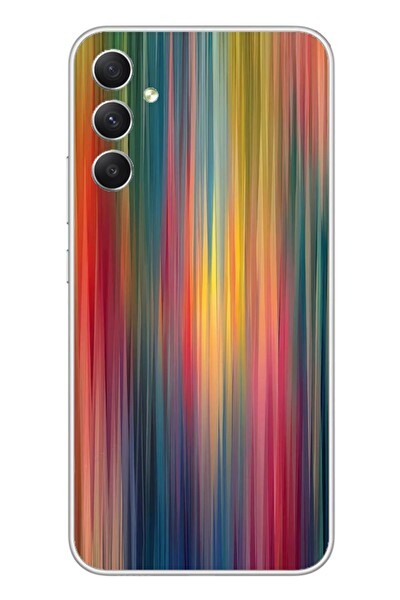Le Balvo Samsung Galaxy A34 Uyumlu Gökkuşağı Karışımı Baskılı Silikon Kılıf