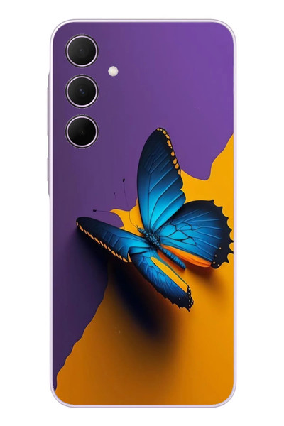 Le Balvo Samsung Galaxy A35 Uyumlu Mavi Kelebek Baskılı Silikon Kılıf