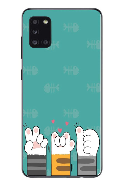 Le Balvo Samsung Galaxy A31 Uyumlu Kedi Patileri Baskılı Silikon Kılıf