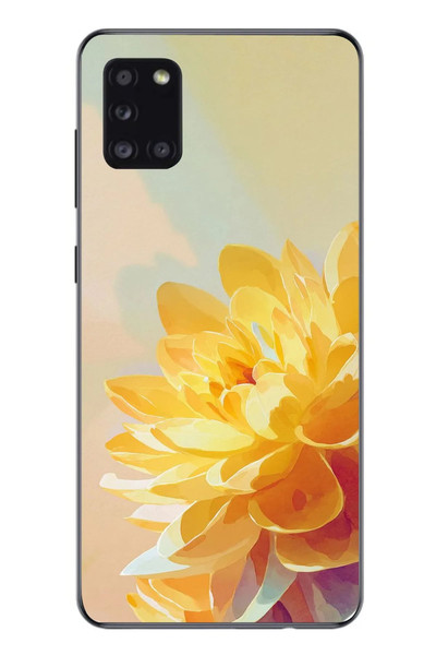 Le Balvo Samsung Galaxy A31 Uyumlu Sarı Çiçek Baskılı Silikon Kılıf