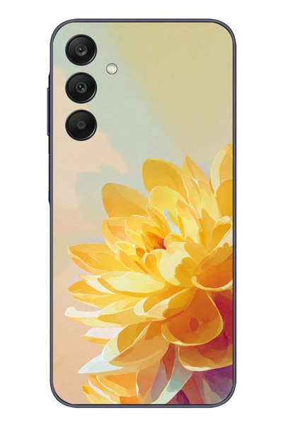 Le Balvo Samsung Galaxy A25 Uyumlu Sarı Çiçek Baskılı Silikon Kılıf