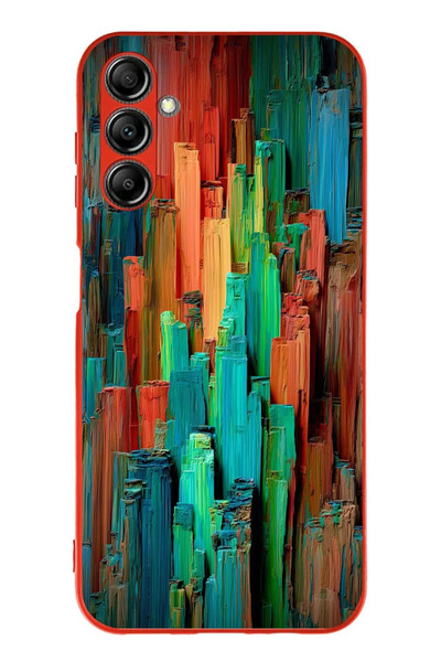 Le Balvo Samsung Galaxy A14 Uyumlu Dikey Renkler Baskılı Silikon Kılıf