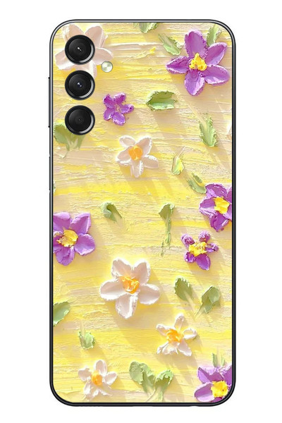 Le Balvo Samsung Galaxy A24 Uyumlu Mor Papatyalar Baskılı Silikon Kılıf