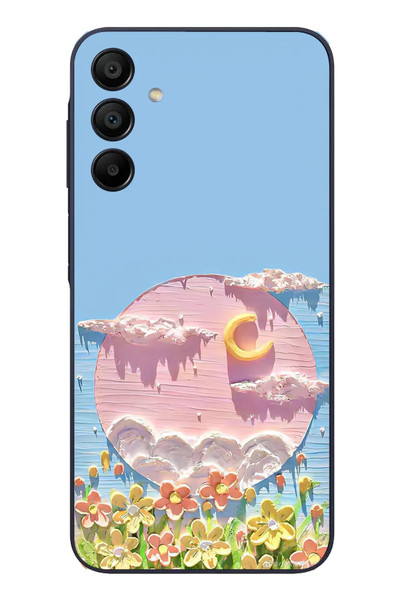 Le Balvo Samsung Galaxy A15 Uyumlu Çiçekli Ay Baskılı Silikon Kılıf