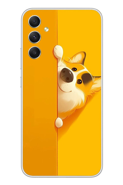 Le Balvo Samsung Galaxy A34 Uyumlu Sarı Köpek Baskılı Silikon Kılıf
