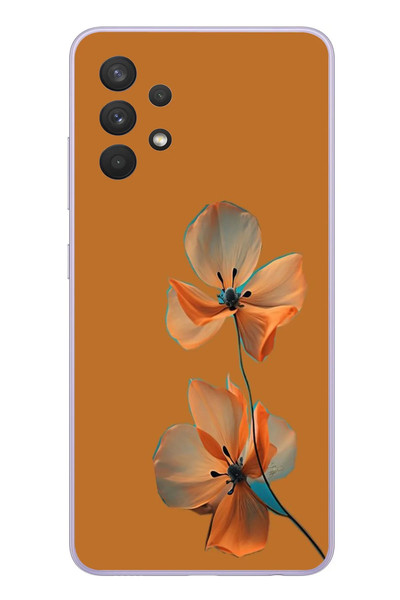 Le Balvo Samsung Galaxy A32 Uyumlu Hibüskus Çiçeği Baskılı Silikon Kılıf