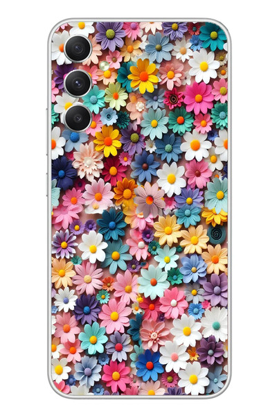 Le Balvo Samsung Galaxy A34 Uyumlu Pastel Çiçekler Baskılı Silikon Kılıf