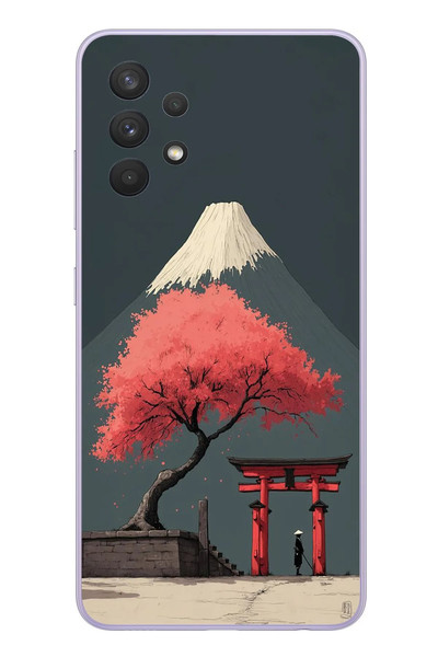 Le Balvo Samsung Galaxy A32 Uyumlu Fuji Dağı Baskılı Silikon Kılıf