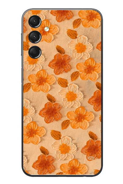 Le Balvo Samsung Galaxy A24 Uyumlu Turuncu Papatyalar Baskılı Silikon Kılıf