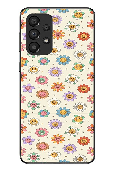 Le Balvo Samsung Galaxy A33 Uyumlu Gülen Çiçekler Baskılı Silikon Kılıf