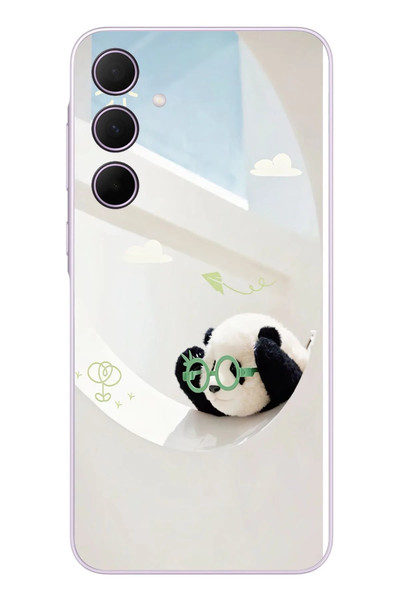 Le Balvo Samsung Galaxy A35 Uyumlu Gözlüklü Panda Baskılı Silikon Kılıf