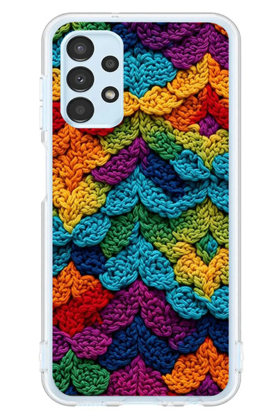 Le Balvo Samsung Galaxy A13 Uyumlu Renkli Örgüler Baskılı Silikon Kılıf