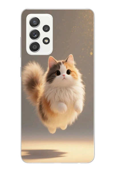 Le Balvo Samsung Galaxy A52 Uyumlu Zıplayan Kedi Baskılı Silikon Kılıf