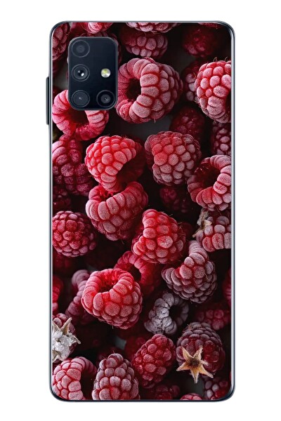 Le Balvo Samsung Galaxy M51 Uyumlu Ahududu Frambuaz Baskılı Silikon Kılıf