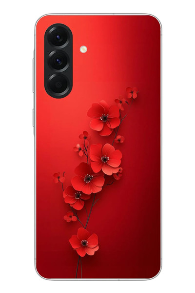 Le Balvo Samsung Galaxy A56 Uyumlu Kırmızı Kardelenler Baskılı Silikon Kılıf
