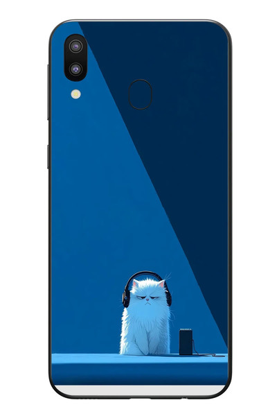 Le Balvo Samsung Galaxy M31 Uyumlu Kulaklı Kedi Baskılı Silikon Kılıf
