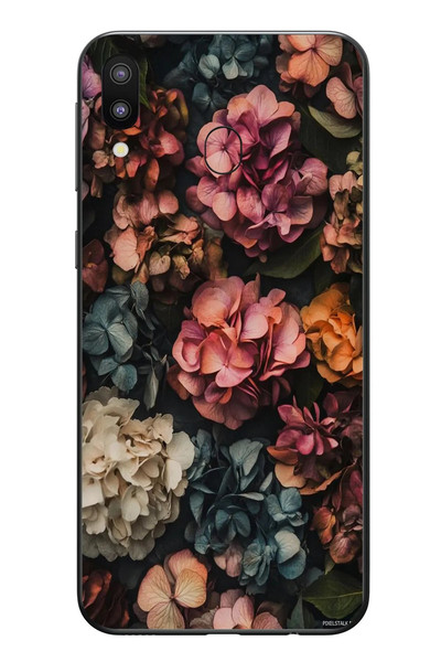Le Balvo Samsung Galaxy M31 Uyumlu Koyu Çiçekler Baskılı Silikon Kılıf