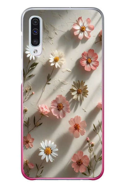 Le Balvo Samsung Galaxy A50 Uyumlu Papatya Çiçekleri Baskılı Silikon Kılıf