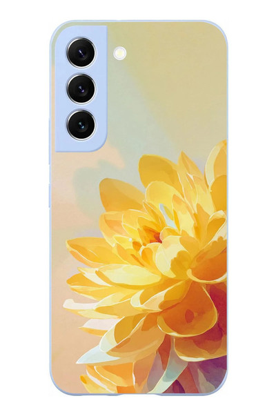 Le Balvo Samsung Galaxy S22 Uyumlu Sarı Çiçek Baskılı Silikon Kılıf