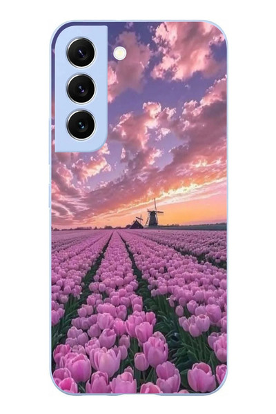 Le Balvo Samsung Galaxy S22 Uyumlu Lale Bahçesi Baskılı Silikon Kılıf