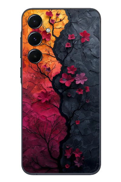 Le Balvo Samsung Galaxy A55 Uyumlu Yaprak Geçişkenliği Baskılı Silikon Kılıf