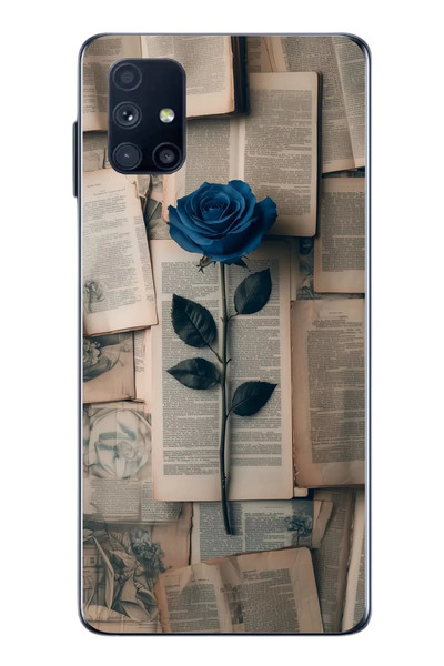 Le Balvo Samsung Galaxy M51 Uyumlu Mor Gül Baskılı Silikon Kılıf