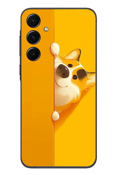 Le Balvo Samsung Galaxy A55 Uyumlu Sarı Köpek Baskılı Silikon Kılıf