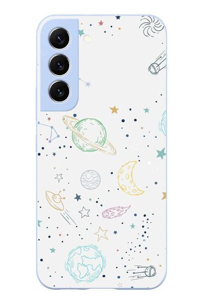 Le Balvo Samsung Galaxy S22 Uyumlu Uzay Yolculuğu Baskılı Silikon Kılıf