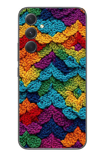 Le Balvo Samsung Galaxy A54 Uyumlu Renkli Örgüler Baskılı Silikon Kılıf
