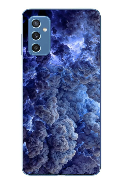 Le Balvo Samsung Galaxy M52 Uyumlu Mor Bulutlar Baskılı Silikon Kılıf