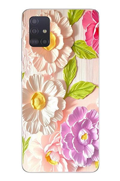 Le Balvo Samsung Galaxy A51 Uyumlu Beyaz Papatyalar Baskılı Silikon Kılıf