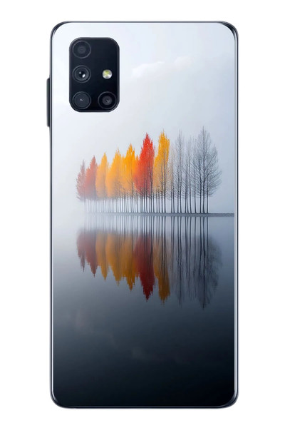 Le Balvo Samsung Galaxy M51 Uyumlu Sonbahar Zamanı Baskılı Silikon Kılıf