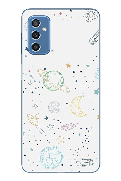 Le Balvo Samsung Galaxy M52 Uyumlu Uzay Yolculuğu Baskılı Silikon Kılıf